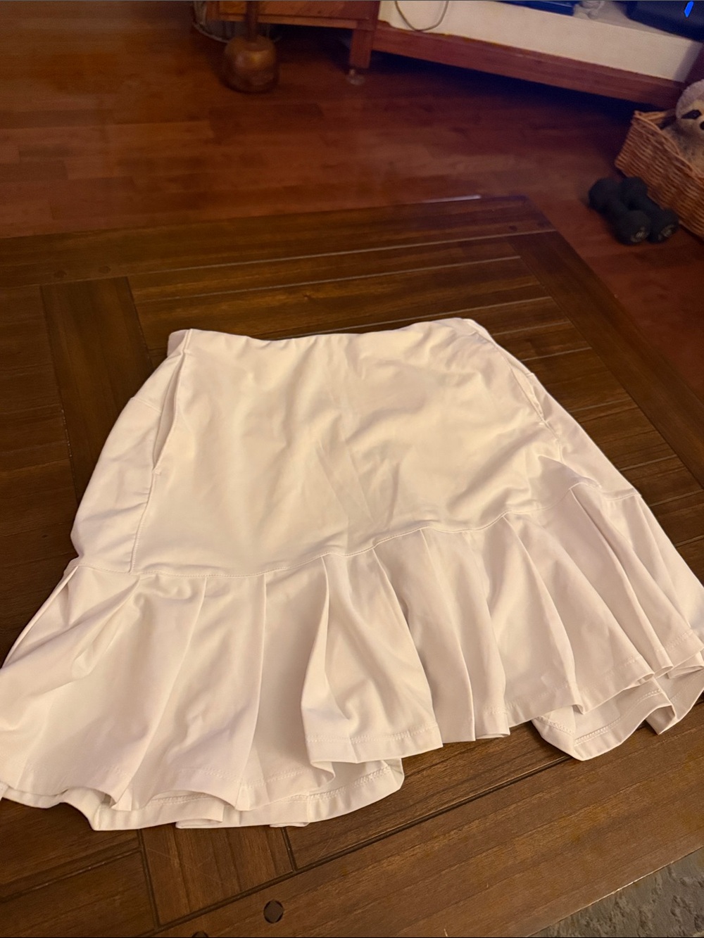 Lady Hagen White Flounce Hem Circle Skirt